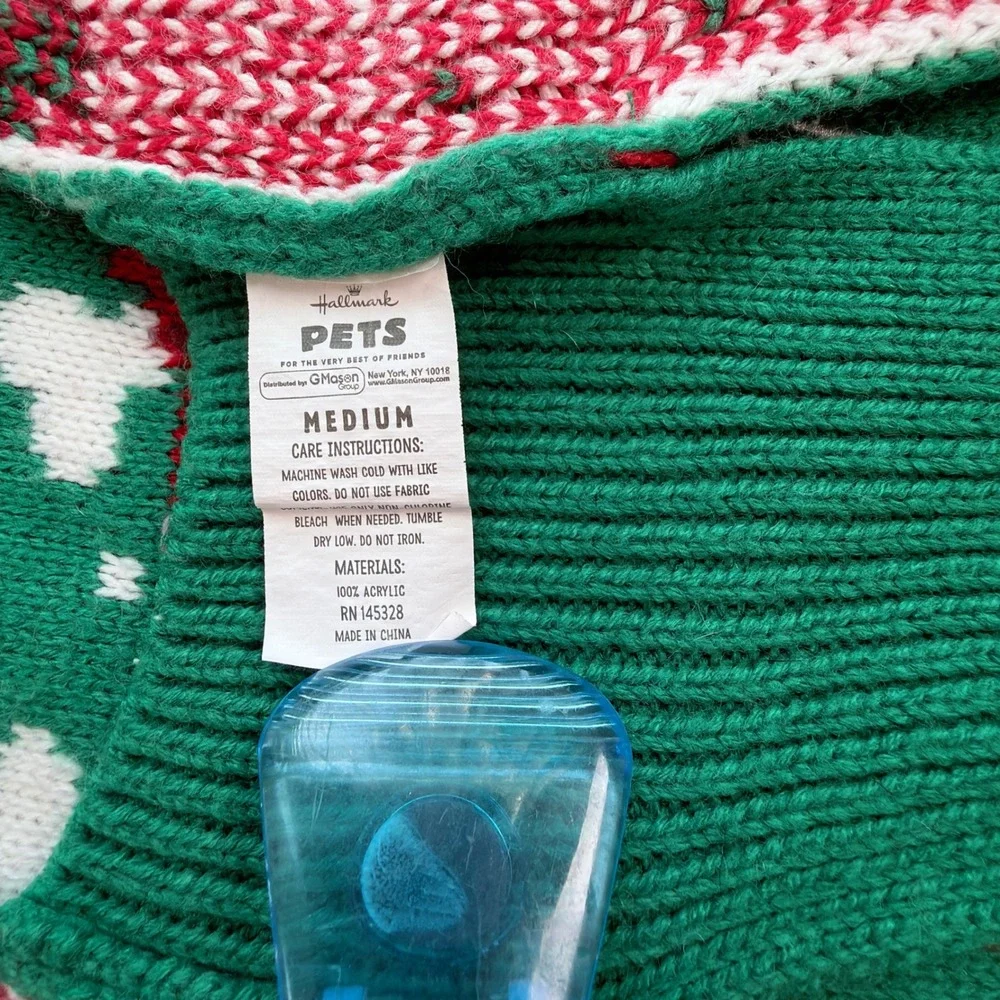 Hallmark Pets Dog Sweater Medium Green Excellent Obviously Naughty Holiday Bone
